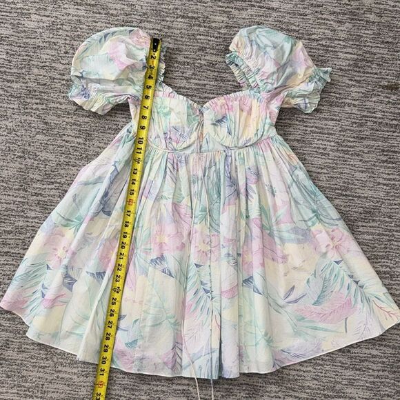 SELKIE The Parliament Floral Puff Sleeve Mini Dress Medium Pastel - Picture 8 of 14